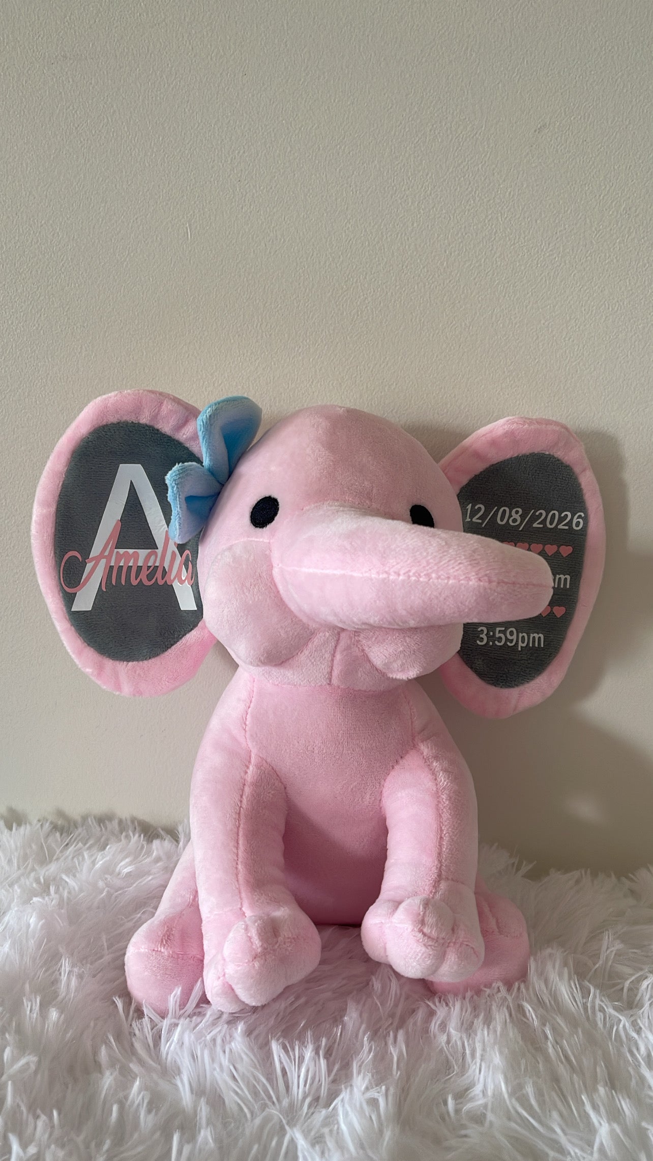 Elephant Plush Toy - Pink, Grey, Purple and Green