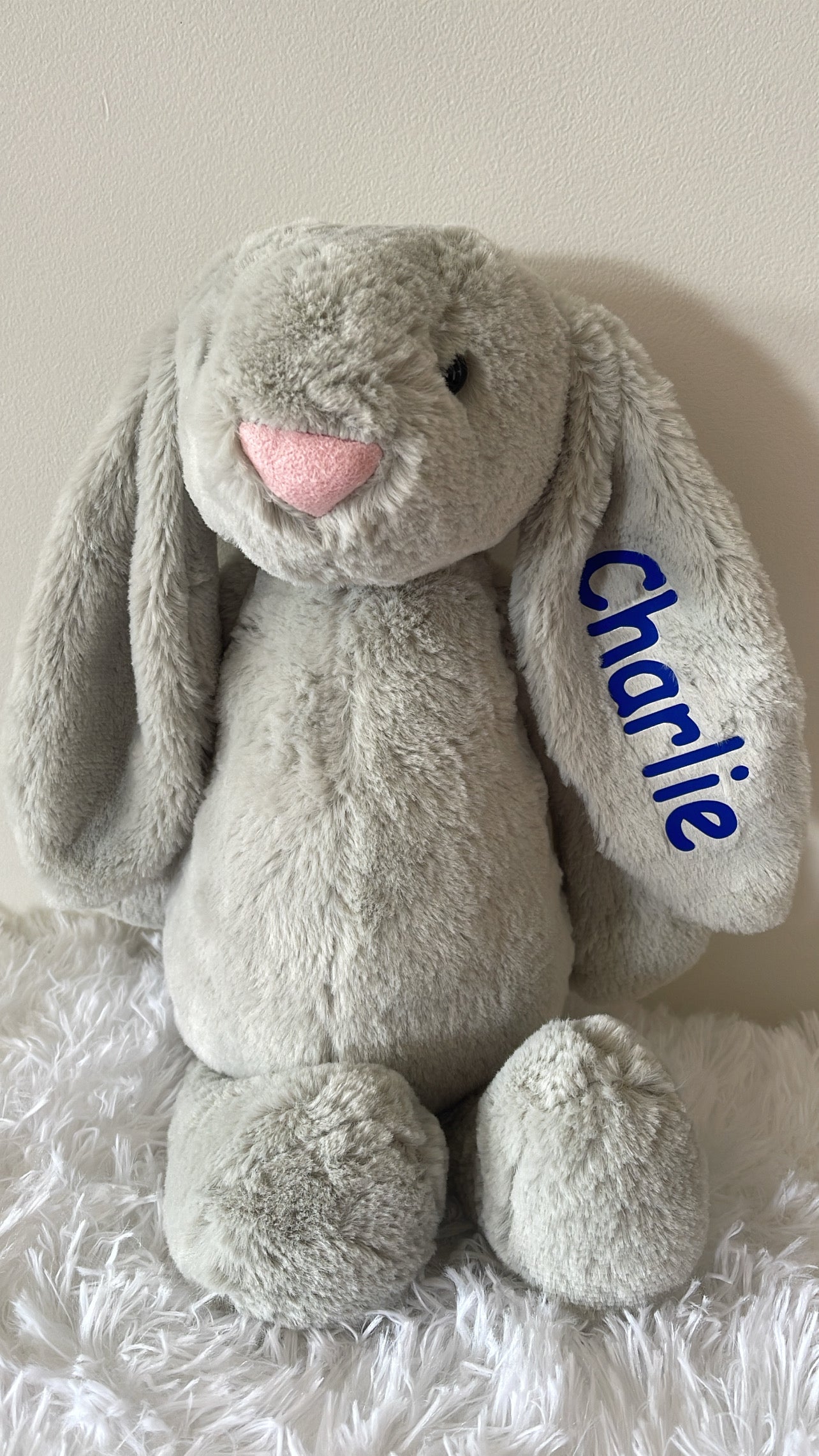 Grey, Beige and Ivory Long Eared Bunny