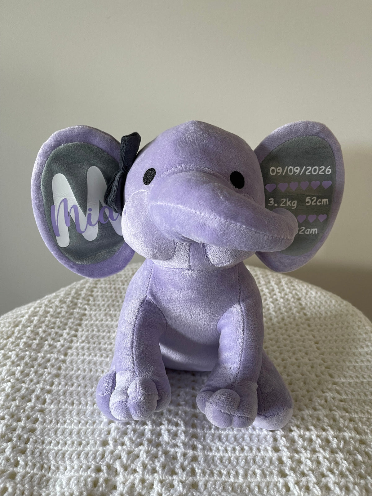 Elephant Plush Toy - Pink, Grey, Purple and Green