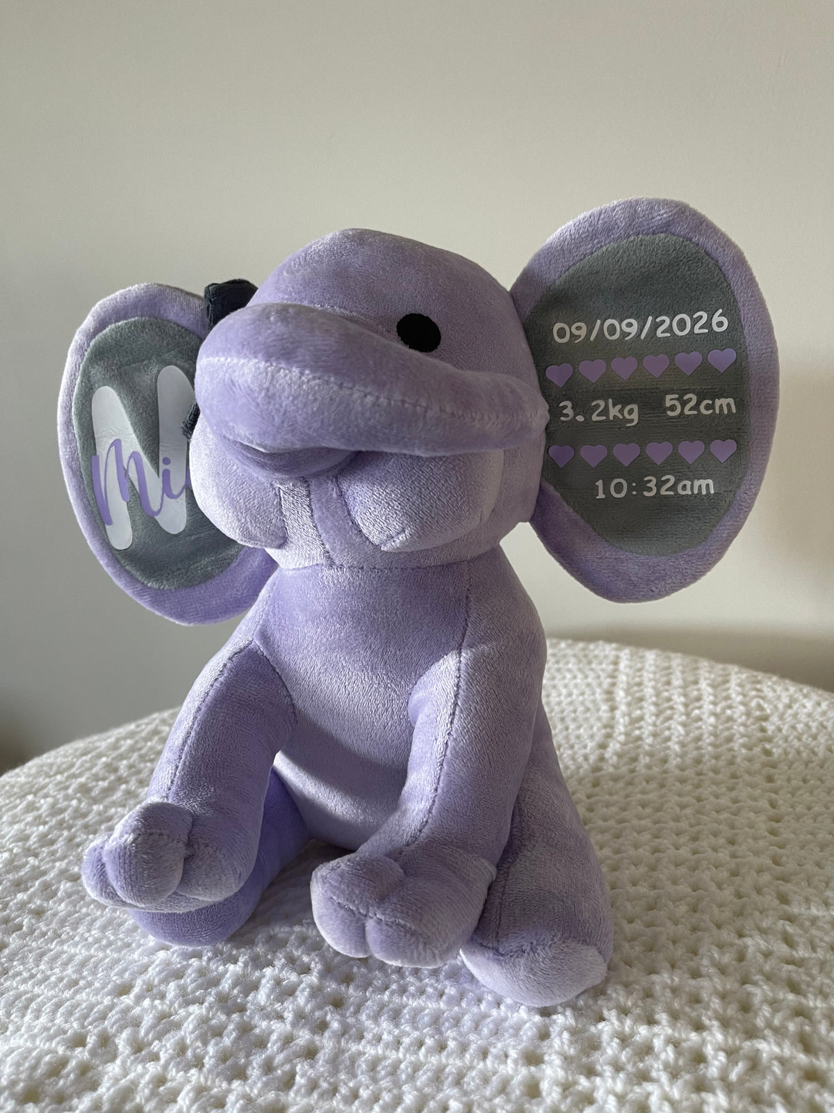 Elephant Plush Toy - Pink, Grey, Purple and Green