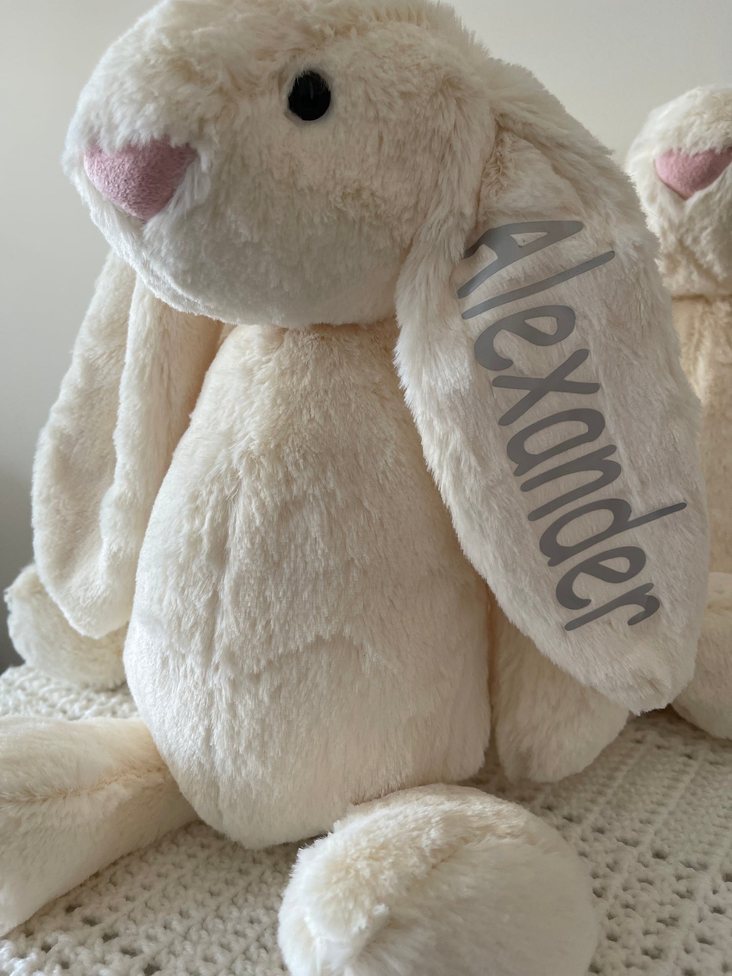 Grey, Beige and Ivory Long Eared Bunny