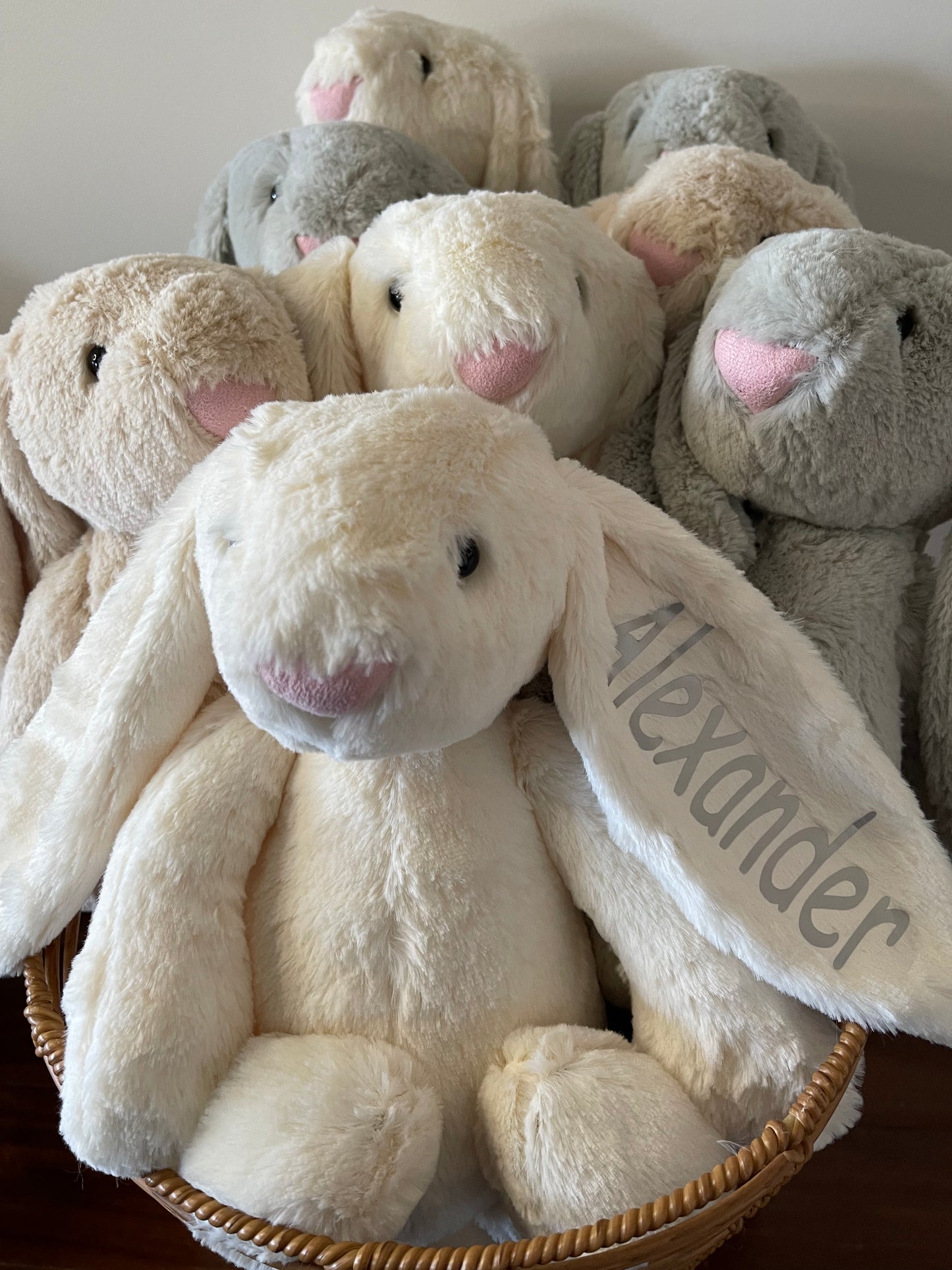 Grey, Beige and Ivory Long Eared Bunny