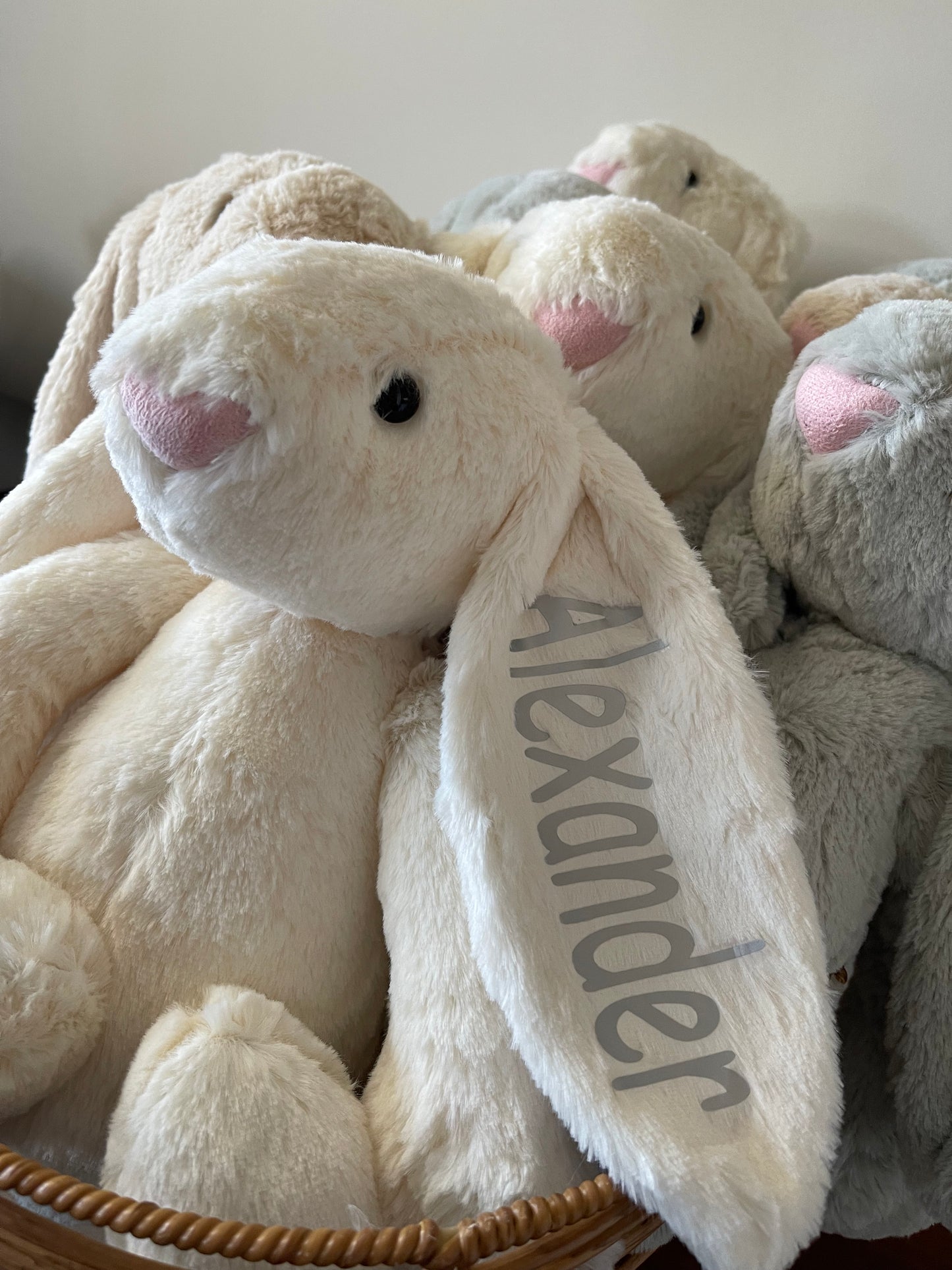 Grey, Beige and Ivory Long Eared Bunny