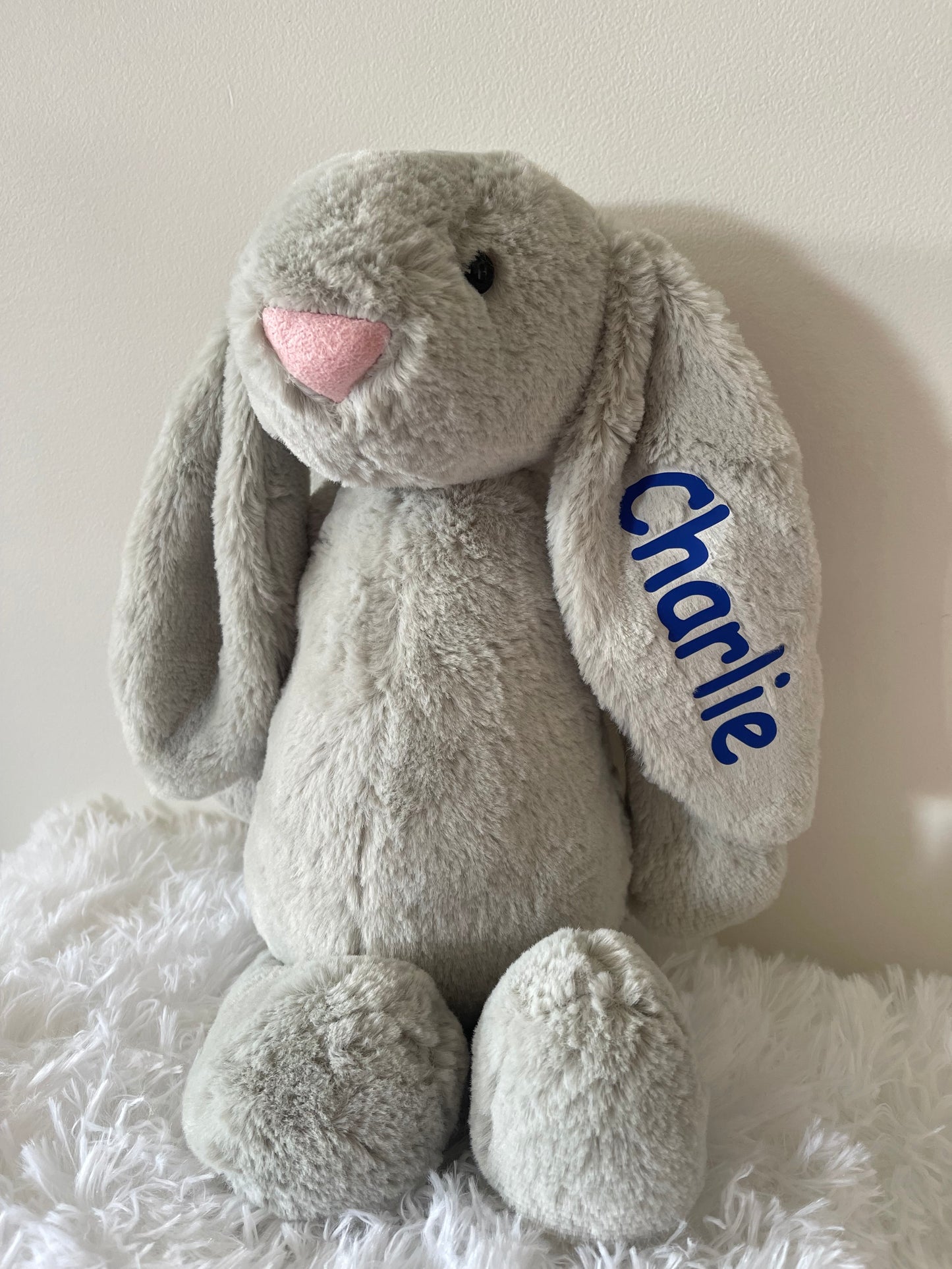 Grey, Beige and Ivory Long Eared Bunny