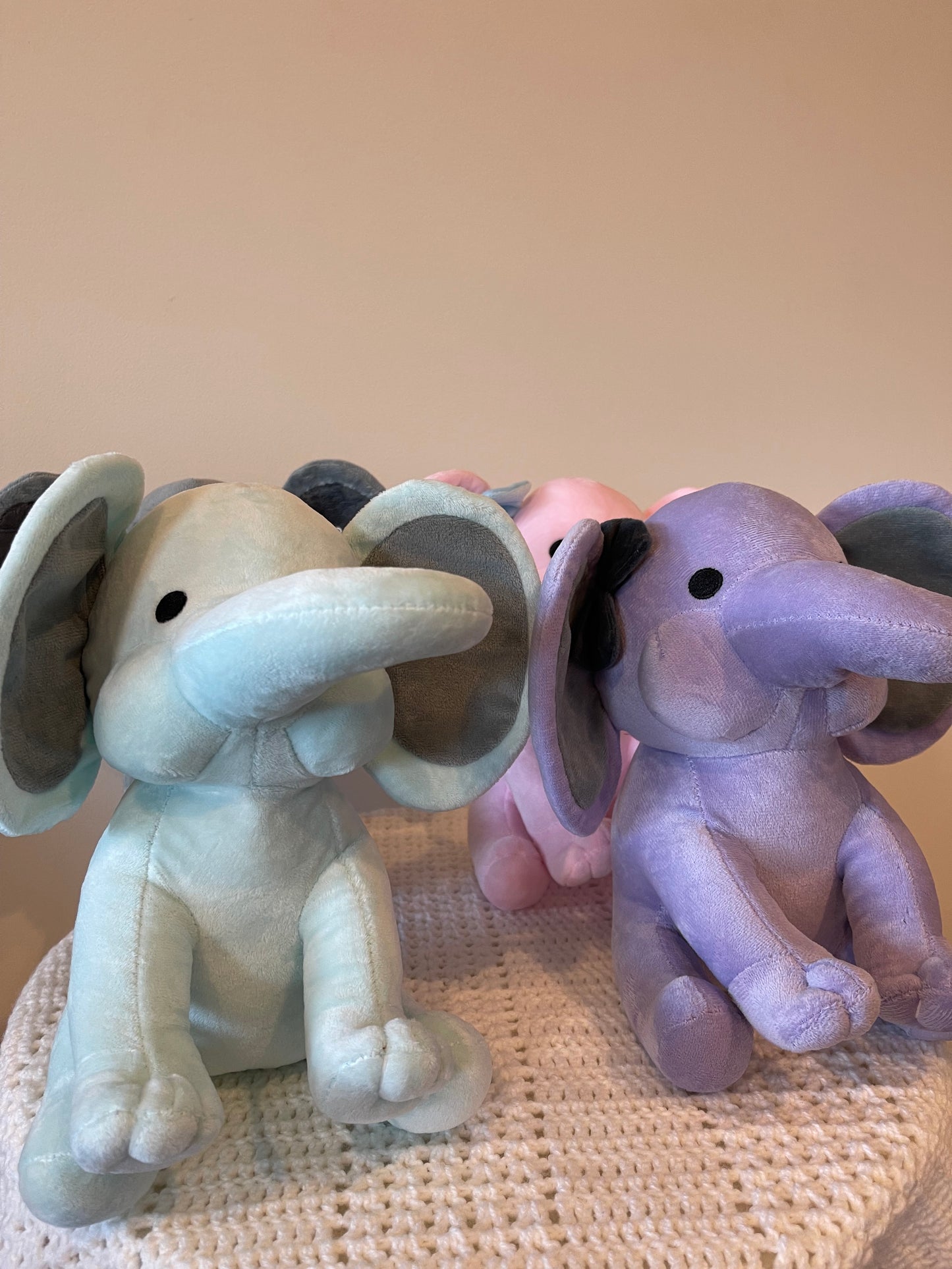 Elephant Plush Toy - Pink, Grey, Purple and Green